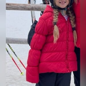 Girls Red Puffer Jacket with Hood (Size 10-12)